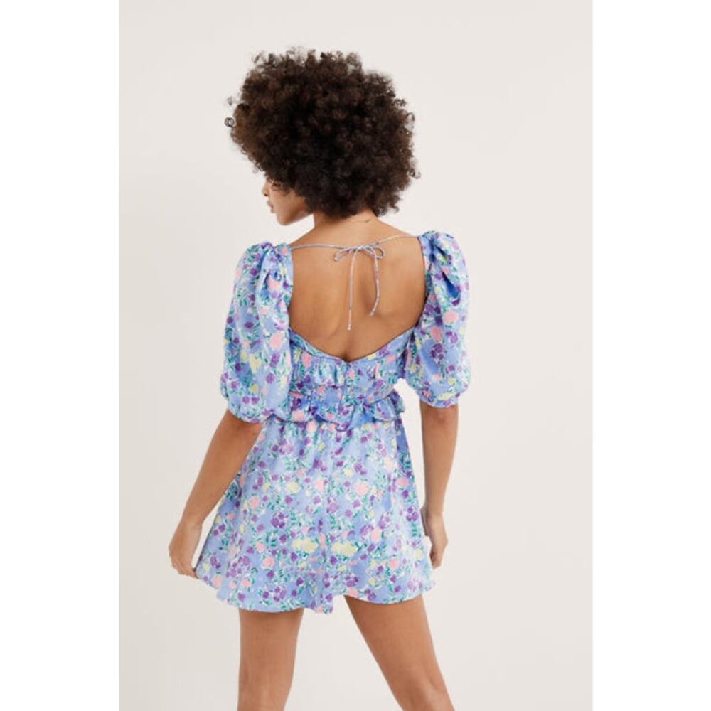 For Love & Lemons NWT Charlene Periwinkle Floral Mini Dress sz XS - Picture 7 of 13